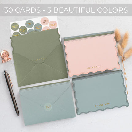 Thank You Cards Set of 30 with Envelopes and Stickers