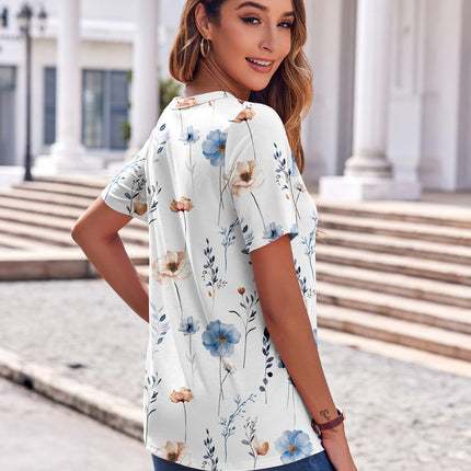 Blusas de verano para mujer, casuales, manga corta, cuello en V