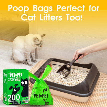 Dog Poop Bags with Handles, 200 Count, Unscented