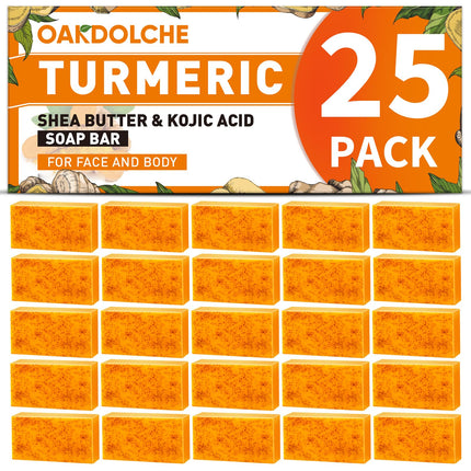 5 Pcs 80g Turmeric Kojic Acid Soap Bars with 2 Foaming Mesh Nets