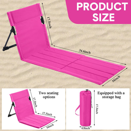 Foldable Floor Chair Lounge Mat with Backrest, Rose Pink, Regular, Solid