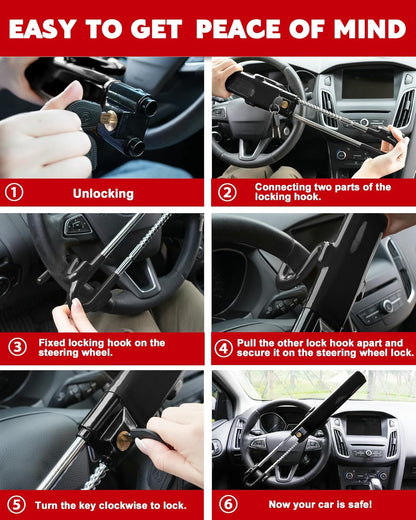 Steering Wheel Lock Anti-Theft Car Device Heavy Duty Security Car Lock Antitheft Locking Devices Great - photo 5