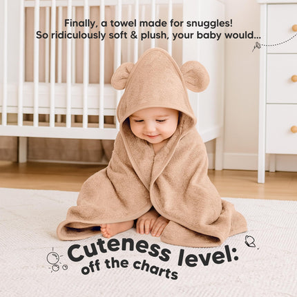 2-Pack Hooded Baby Towels for Newborn, Kids, Almond, 35x35