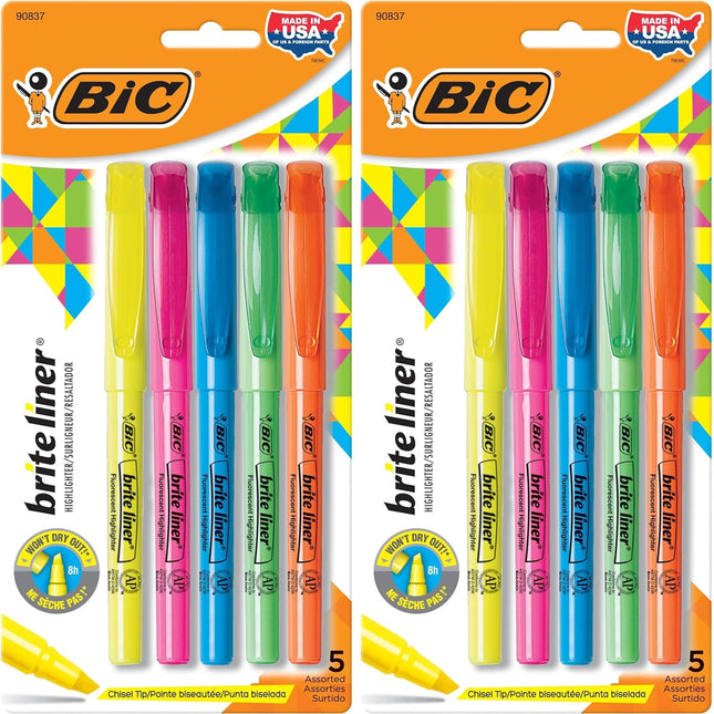 Highlighters, Chisel Tip, 5-Count
