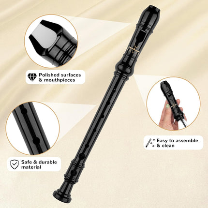 Soprano Recorder 8-Hole Instrument for Beginners Kids Students, Baroque Style C Key Flute with Cleaning - photo 5