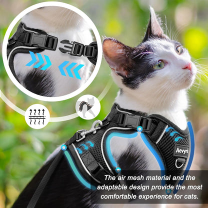 Black Adjustable Cat Harness and Leash, Medium - photo 2