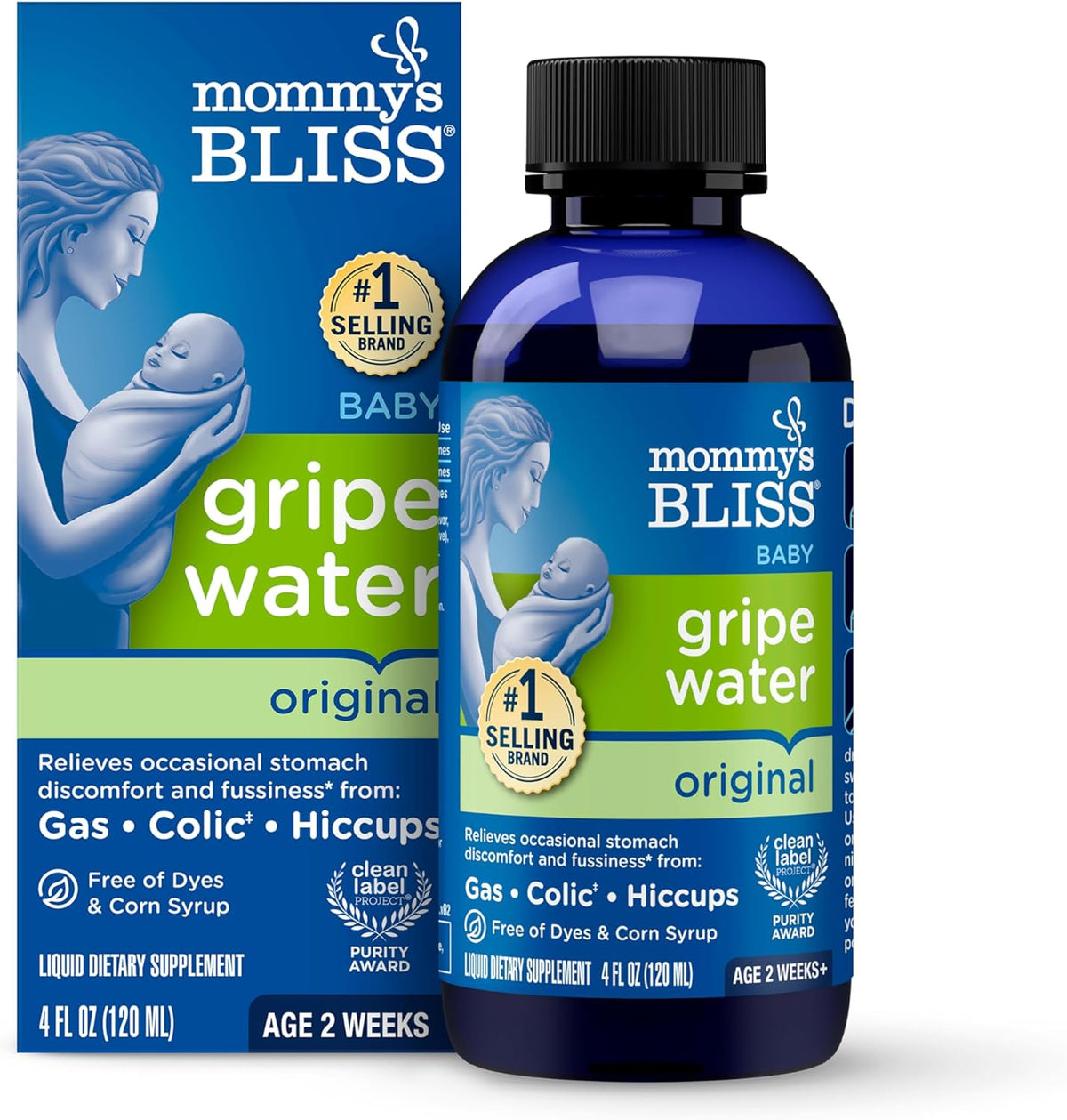 Gripe Water Original, Infant Gas & Colic Relief, Gripe Water for Babies, Gentle & Safe, 2 Weeks+, 4 Fl Oz (Pack of 1)
