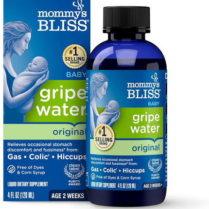 Mommy's Bliss Gripe Water Original, Infant Gas & Colic Relief, Gripe Water for Babies, Gentle & Safe, 2 Weeks+, 4 Fl Oz (Pack of 1)