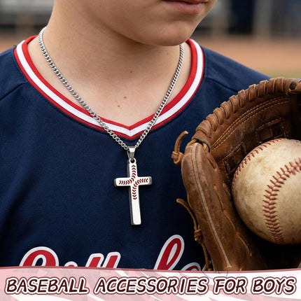 Sereney Baseball Necklaces for Boys as Baseball Cross Necklace,Stainless Steel Christian Philippians 413 Accessories Pendant as Religious Baseball Gifts for Boys, Communion Confirmation Baptism