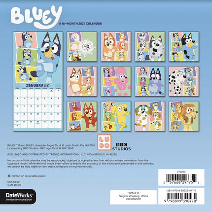 2027 Bluey Mini Calendar
