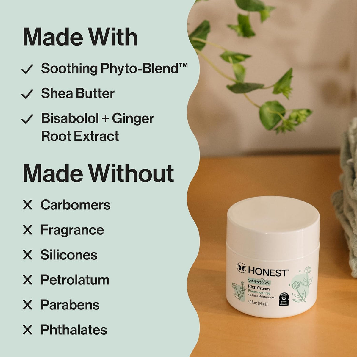 Sensitive Skin Rich Cream, Shea Butter, Blend of Bisabolol + Ginger Root Extract, Safe for Baby's - photo 4