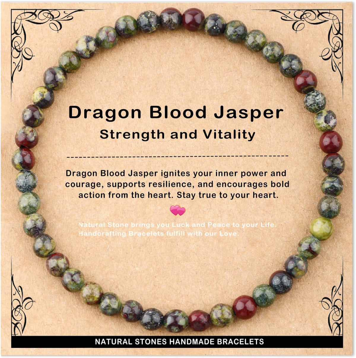 4mm Dragon Blood Jasper Stretch Bracelet