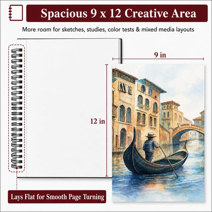 Mixed Media Sketchbook 9x12, Mixed Media Paper_98lb/160gsm, 60 Sheets