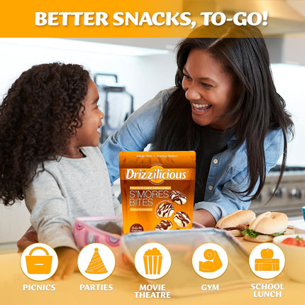 Drizzilicious Mini Flavored Rice Cakes S'mores - Rice Crisps, Healthy Snack for Adults and Kids, Vegan, Gluten Free Snack, Allergen Free, Only 90 Calories Per 21 Pieces- 4 oz (Pack of 1)