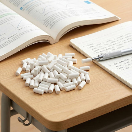 50 Pcs Mechanical Pencil Eraser Refills, White Refill Erasers for Propelling Pencils, Universal Traceless Eraser Replacement for Office Notebook Drafting