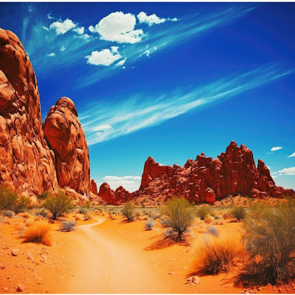 Sunset Desert Reptile Tank Background Desert Red Rock Formations Bright Blue Sky Reptile Enclosure Terrarium Background Desert Gobi Red Rock Natural Landscape Aquarium Fish Tank Backgrounds 36x24in