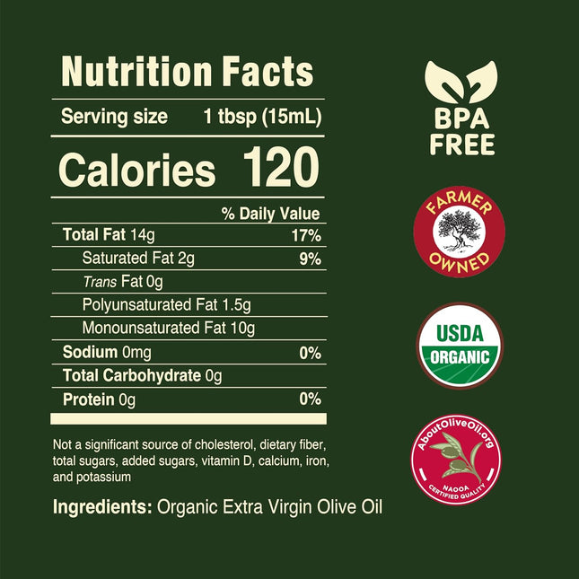 Pompeian USDA Organic Smooth Extra Virgin Olive Oil, Contains Polyphenols, First Cold Pressed, 16 Fl Oz