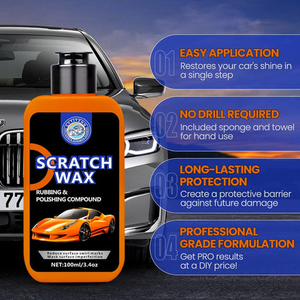 Car Scratch Remover Removes Scratches Swirls And Scuffs With Wax Rubbing Compound With Buffer Pad And Microfiber Towel For Cars Motorcycles SUVs Trucks For Car Owners 3.4 Ounces