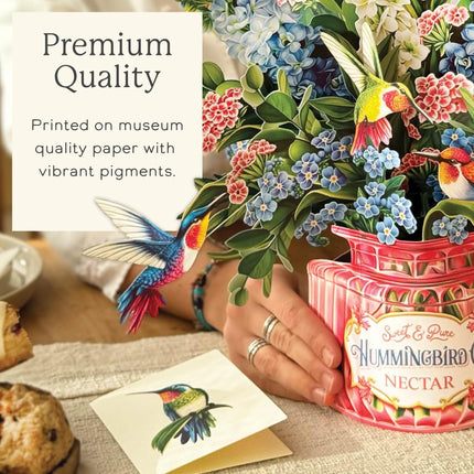 Pop Up Cards, Hummingbird Oasis, 12 Inch Life Sized Forever Flower Bouquet 3D Popup Greeting Card - photo 5