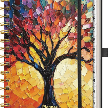 AHGXG Academic Planner 2026-2027, July 2026 - June 2027, Weekly and Monthly, 5.7" x 8.3", Hardcover, Spiral-Bound, Calendar, Agenda for Women, Student, School, 12-Month Tabs (Colourful Tree)