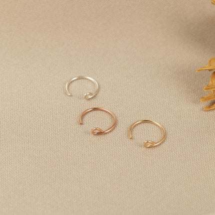 Set of 3 - Fake Clip On Nose Ring Hoop for Women - No Piercing Needed Nose Cuff - 22 Gauge - 7mm - Faux Nose Septum Ring - Gold, Sterling Silver, Rose Gold - 22g