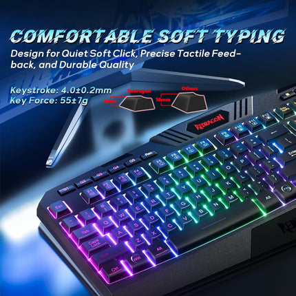 PRO Gaming Keyboard and Mouse, RGB Backlit Programmable Keyboard Mouse with Software, Independent Macro Record Keys, Value Combo Set, New Update Version