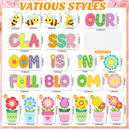 Spring Bulletin Board Decorations for Classroom,Our Classroom is in Full Bloom Spring Flower Cutouts Bulletin Board Decoration for School Classroom Office Chalkboard Door Party Decor
