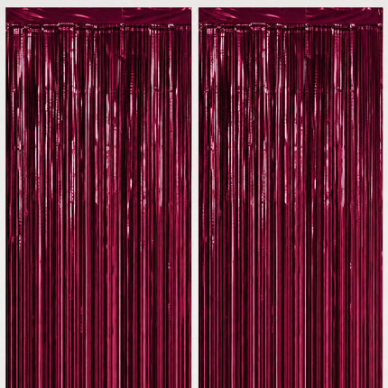 Pastel Pink Metallic Fringe Curtains 2 Pack, Tinsel Backdrop for Parties