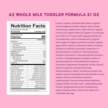 Serenity Kids 12-36 Month A2 Whole Milk Toddler Formula Powder - Organic Grass-Fed Whole Milk - Easier-to-Digest A2 Toddler Formula - DHA & ARA Prebiotics & Nucleotides for Baby Essentials - 21 Oz