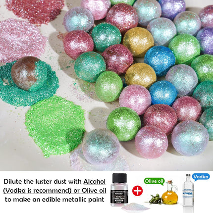NiHome Edible Food-Grade Glimmer Powder Glitter Luster Dust Metallic Food Decorating Sprinkle Glimmery Dust for Drink Wine Beverage Cake Candy Dessert Bakery Restaurant Vegan (0.18oz/5g, Iridescent)