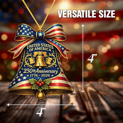 250 Anniversary USA 2D Acrylic Hanging Ornament 4x4in, Acrylic Patriotic Hanging Decor 1776–2026 American Flag Theme Celebration Ornament for Home Party Tree Decoration Gift Idea