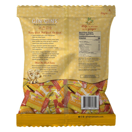 GIN GINS Double Strength Ginger Hard Candy – Natural Ginger Candy by The Ginger People – Individually Wrapped Healthy Candy – Double Strength Flavor – Large 1 lb Bag (16oz) – Pack of 1
