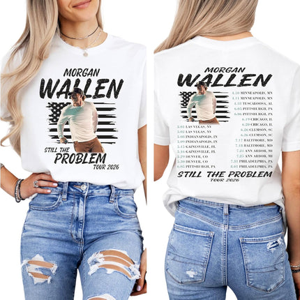 Country Music Tour Style T Shirt Vintage American Flag Print Casual Short Sleeve Concert Tee