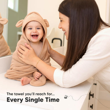 2-Pack Hooded Baby Towels for Newborn, Kids, Almond, 35x35