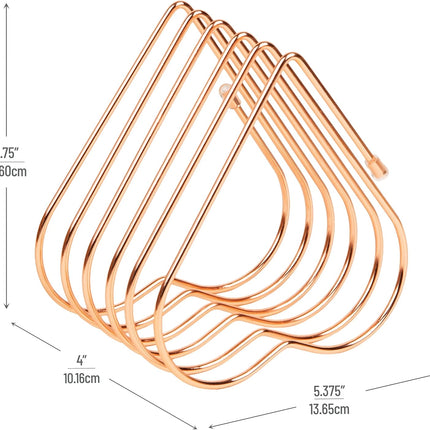 Mind Reader Heart-Shaped Desktop File Organizer, 5-Slot Metal Folder Rack, Magazine & Book Holder, Rose Gold