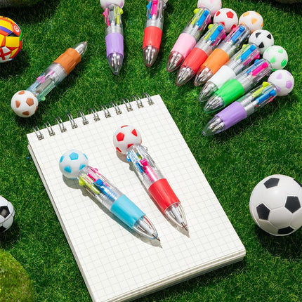 18Pcs Soccer Mini Multicolor Ballpoint Pens Cute 4-in-1 Retractable Pen Bulk for Birthday Party Classroom Student Prizes Teacher Rewards