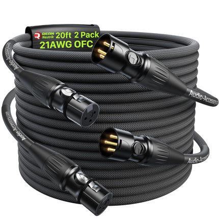 XLR Cables 10ft, Neutrik REAN Connectors, Dual Shielded