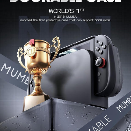 Mumba Dockable for Nintendo Switch 2 Case with Flip Stand, [Titan] Ergonomic Switch 2 Grip Protective Cover Holds 5 Game Cards & 2 TF Cards TPU Accessories and Quick-Release Joy-Con Design(Black)