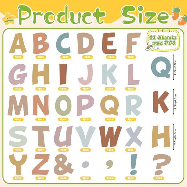 Bulletin Board Letters 132 Pcs 12 Sheets Large Letter Stickers Vinyl