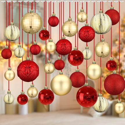 36 Pcs Christmas Balls Ornaments for Ceiling, Red, Green, Gold