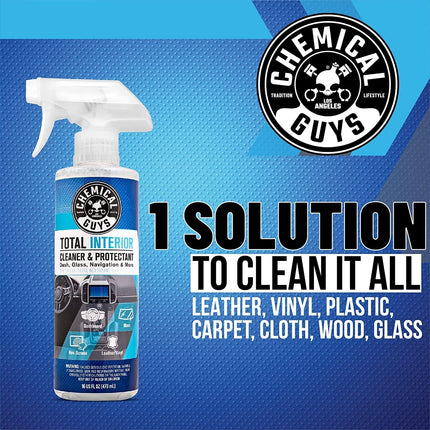 Chemical Guys Foaming Citrus Fabric Clean Carpet & Upholstery Cleaner, Ready To Use, Sprayable 16 fl oz, Citrus Scent + Total Interior Cleaner and Protectant, 16 fl oz