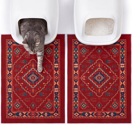 Cat Litter Mat, 2 Pack 33" x 22" Machine Washable for Litter Boxes