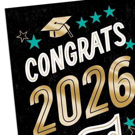 Hallmark Year-Dated Graduation Money Holder Cards, Congrats 2026 Grad (10 Cards with Envelopes) Black, Blue, Gold Foil