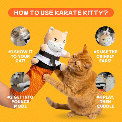 KARATE KITTY Cat Puppet Toy with Arm Sleeve – Boxing & Arm Wrestling Glove for Cats with Realistic Movements, Catnip Pocket & Crinkle Ears