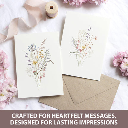 Blank Cards with Envelopes and Stickers, Wildflower 50 Pack 3.5x5