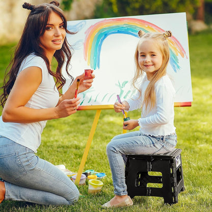 9 Inch Folding Step Stool, Black Step Stools for Kids Foldable,Portable Collapsible Step Stool with - photo 5