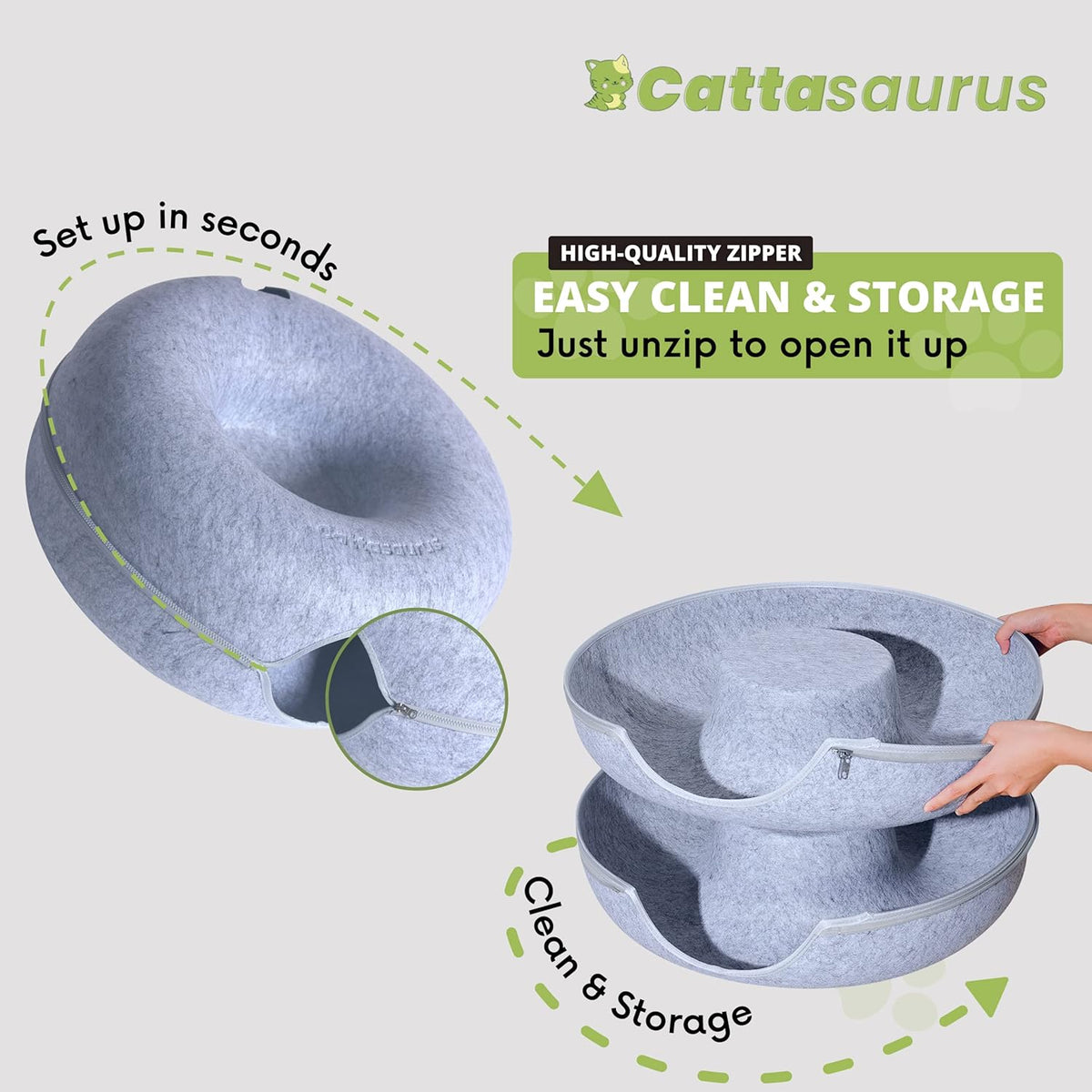 Light Gray Large Peekaboo Cat Cave Donut Bed for Large Indoor Cats - photo 5