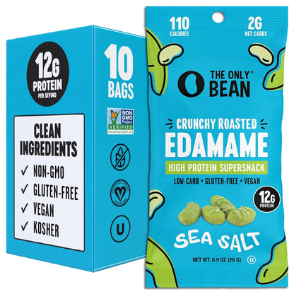 Crunchy Dry Roasted Edamame Snacks (Sea Salt), Healthy High Protein(11g) Keto Food, Low Carb Gluten Free Office Vegan