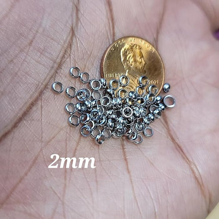 Bead It Wear It Love It 10 Stainless Steel Hair Beads for Loc Braids Twist and Natural Hair, Loc Beads, Dreadlock Hair Accessories, Loc Jewelry (Tiny 2mm, Silver)
