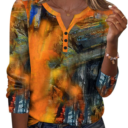 Long Sleeve Shirts for Women Casual V Neck Fall Tops Summer Blouses